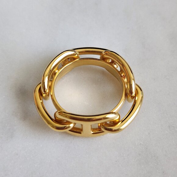 HERMES Chaine d'Ancre Gold Tone Scarf Ring - Picture 4 of 7